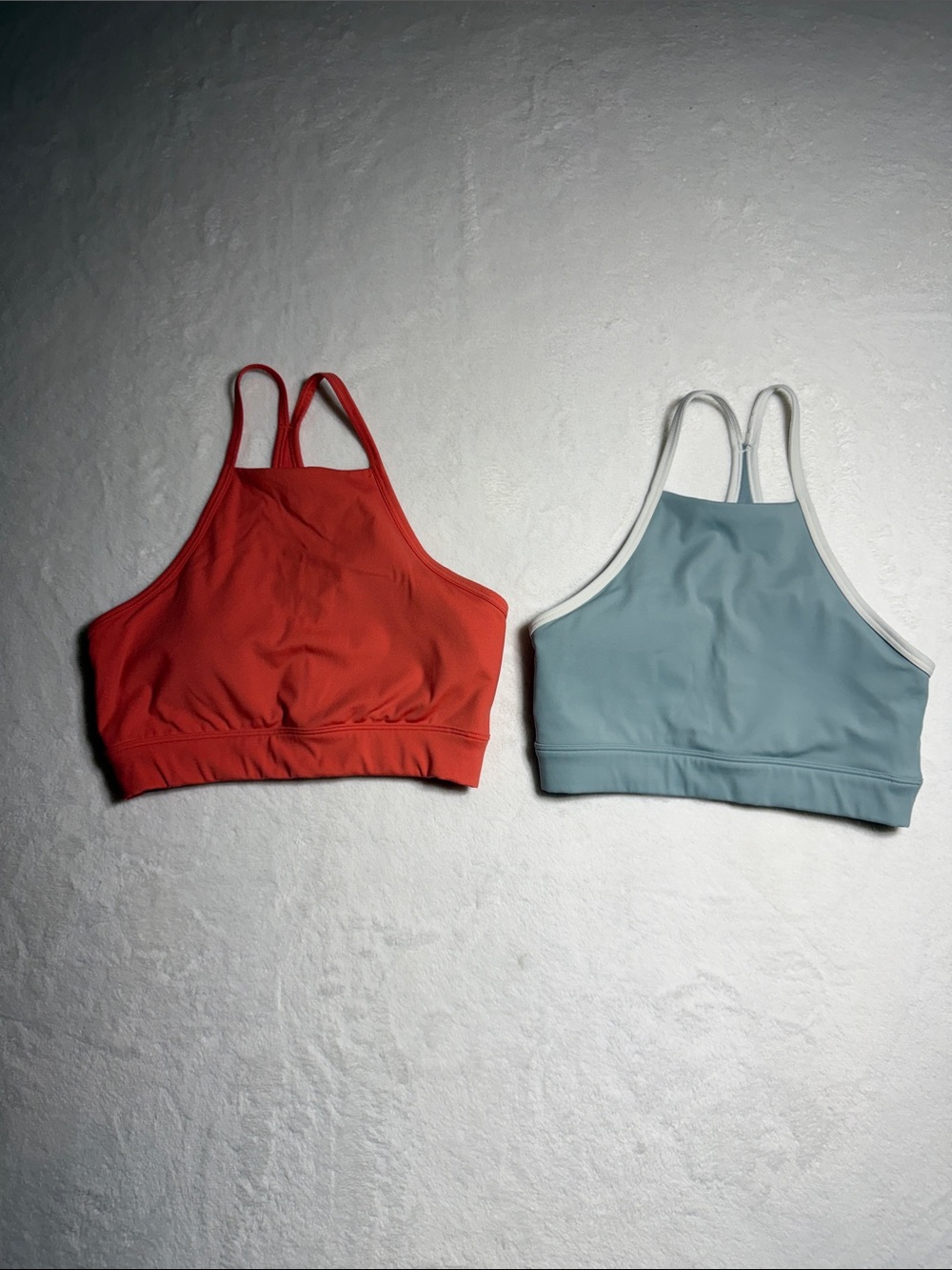 Gilly Hicks Bundle of 2 Double-Strap High-Neck Sports Bras Coral and Light Blue